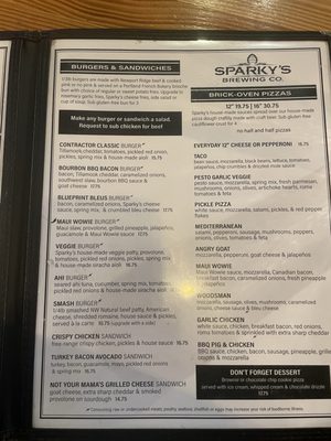 Menu photo 1 Sparky's Brewing Company Salem, OR Menu photo 1 Sparky's Brewing Company Salem, OR