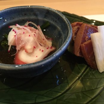 Kabuto - Octopus with radish, seaweed and dashi and bluefin tuna marinated in soy with daikon and cucumber - Sushi Bars Near Me - Las Vegas, Nevada