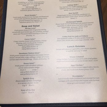 The Glockenspiel - The Menu @ the Glockenspiel - German Near Me - Mount Angel, Oregon