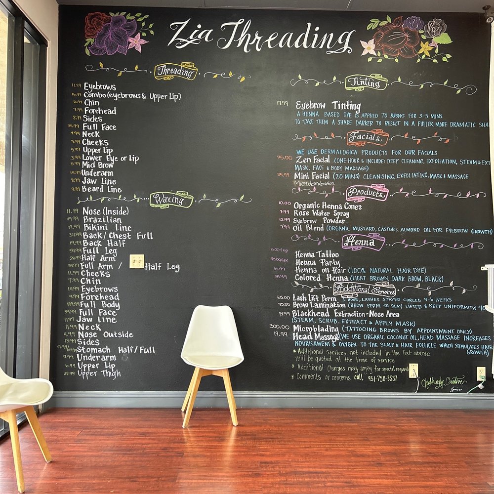 Zia Threading - Menu and Pricing - Threading Services Near Me - Chino Hills, California Zia Threading - Menu and Pricing - Threading Services Near Me - Chino Hills, California