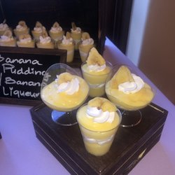 Elegance On Display - Banana liqueur pudding shots,  chocolate baileys pudding shots, strawberry and rum Jell-O shots.