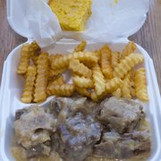 Photo of Bonnie Jean's Soul Food Café - San Diego, CA, United States. Oxtail with crinkle cut french fries