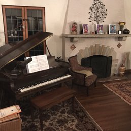 a piano in a living room