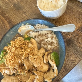 Moringa Thai Sushi - Chicken stir fry and white rice. Watch out there are dead roaches hindden in there. - Thai Near Me - Monroe, Georgia