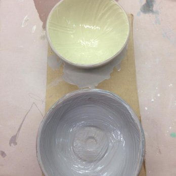 The Clay Studio - Painted pieces on cardboard ready for firing - Arts & Crafts Near Me - Philadelphia, Pennsylvania