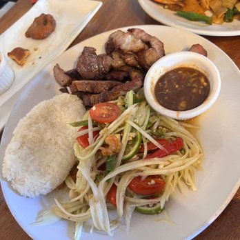 Budsi's Authentic Thai - Sticky rice Papaya salad and grilled pork - Thai Near Me - New Orleans, Louisiana Budsi's Authentic Thai - Sticky rice Papaya salad and grilled pork - Thai Near Me - New Orleans, Louisiana