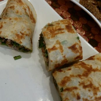 Nan Bei Ho - Spicy shredded beef w chilli peppers rolled w scallion pancake - Taiwanese Near Me - Bayside, New York Nan Bei Ho - Spicy shredded beef w chilli peppers rolled w scallion pancake - Taiwanese Near Me - Bayside, New York