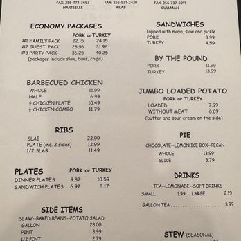 Southern Hickory Barbecue - the menu of the restaurant - Barbeque Near Me - Cullman, Alabama Southern Hickory Barbecue - the menu of the restaurant - Barbeque Near Me - Cullman, Alabama