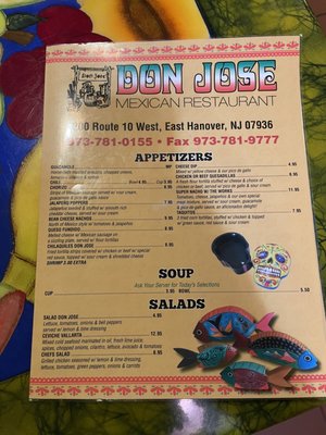 Menu photo 2 Don Jose Mexican Restaurant East Hanover, NJ