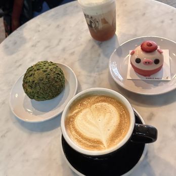 Bibble & Sip - Cappuccino, Lychee Berry, Matcha Cream Puff, I don't remember the name of the tea - Coffee & Tea Near Me - New York, New York