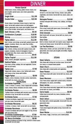 Menu photo 4 Paraiso Mexican Restaurant Minneola, KS