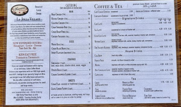 Menu photo 2 Havana Kitchen La Jolla, CA Menu photo 2 Havana Kitchen La Jolla, CA
