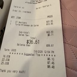 My Mexicano entree was lunch, dinner and breakfast!  More than enough!