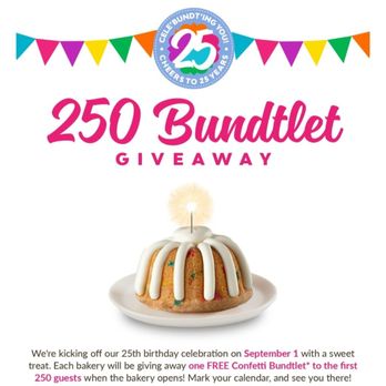 Nothing Bundt Cakes - 25th Birthday Giveaway - Bakeries Near Me - San Diego, California