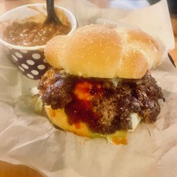 Bison Smashburger with baked beans