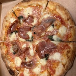 Mezzaluna Wood Fired Pizza - Margherita pizza with prosciutto