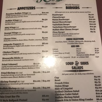 Krug's Tavern - The menu 7/2018 - Dive Bars Near Me - Newark, New Jersey