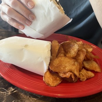 Rosemary's Thyme Bistro - Wraps are made with homemade wraps and the chips are homemade.  You can opt for soup or salad instead of chips, no up charge. - Mediterranean Near Me - Clifton, Virginia