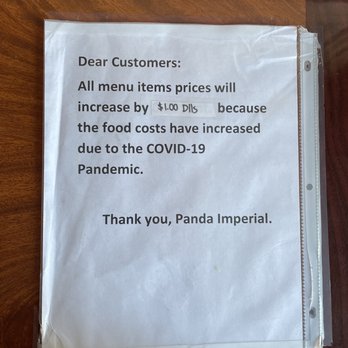 Panda Imperial - Notice of prices changing - Chinese Near Me - Chula Vista, California Panda Imperial - Notice of prices changing - Chinese Near Me - Chula Vista, California