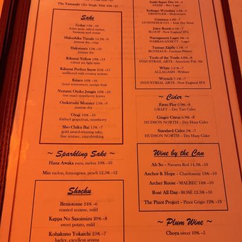 Quinn’s - Drinks Menu - Japanese Near Me - Beacon, New York