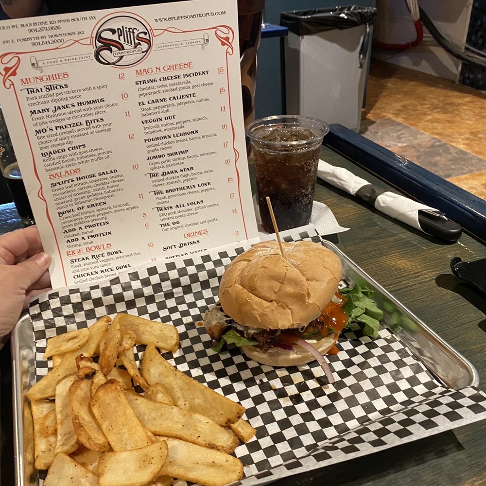 Spliff's Gastropub - Got the Buffalo Chicken and thin steak fries yummy but damn that sauce was hot - Beverage Store Near Me - Jacksonville, Florida