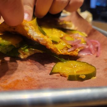 Hazy Barbecue - The chicken in the spicy chicken sandwich was literally thinner than the pickles. I do not recommend. - Salad Near Me - Danville, California Hazy Barbecue - The chicken in the spicy chicken sandwich was literally thinner than the pickles. I do not recommend. - Salad Near Me - Danville, California