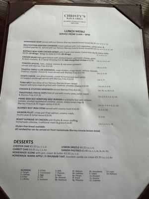 Menu photo 1 Christy's Grill Bar Blarney, CO