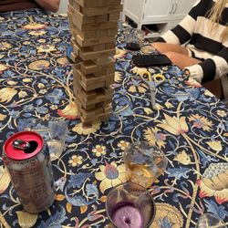 Jenga game of so much fun. Tits so big it made the tower re-erect itself.