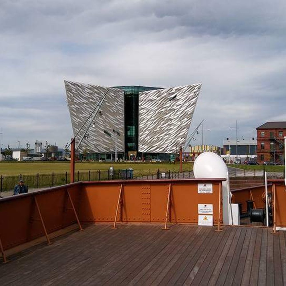 SS Nomadic - View of Titanic Belfast from the deck of the SS Nomadic - Landmarks & Historical Buildings Near Me - Belfast, BFS