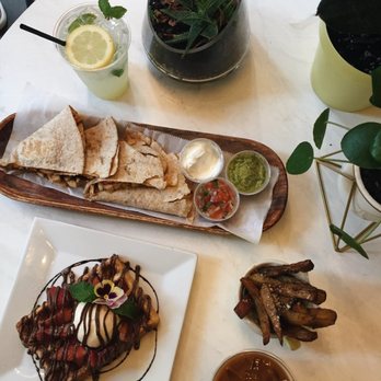 Outro - Chicken Quesadilla, Lemonade, Nutella Waffle, Iced Coffee, & Potato Wedges - Cafes Near Me - New York, New York Outro - Chicken Quesadilla, Lemonade, Nutella Waffle, Iced Coffee, & Potato Wedges - Cafes Near Me - New York, New York