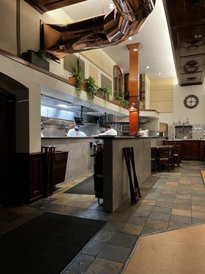 Photo of Sierra Nevada Taproom & Restaurant - Chico, CA, US. Kitchen view from indoor dining area