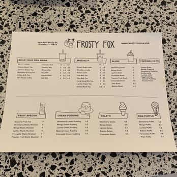 Frosty Fox - Menu - Coffee & Tea Near Me - Orlando, Florida Frosty Fox - Menu - Coffee & Tea Near Me - Orlando, Florida