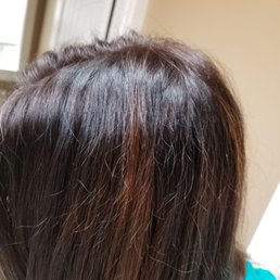 I asked for ashy ombre... my hair was lighter and ashier when I came in, when I left I had red tinted hair and spots of orange. Horrific I asked for ashy ombre... my hair was lighter and ashier when I came in, when I left I had red tinted hair and spots of orange. Horrific