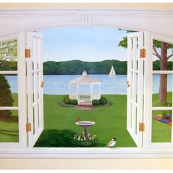 D'vine Designs Decorative Painting - This "fool the eye" window is painted on a flat wall to give the apprearance that it is 3 dimensional.