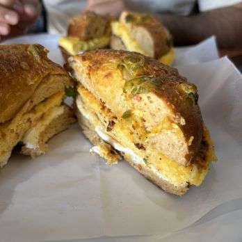 Señor Bagels & More - Chorizo, egg and cheese bagel spicy with cream cheese - Bagels Near Me - Stanton, California