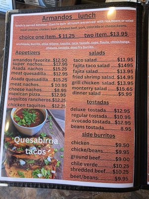 Menu photo 1 Armando's Mexican Restaurant Brownsville, OR Menu photo 1 Armando's Mexican Restaurant Brownsville, OR
