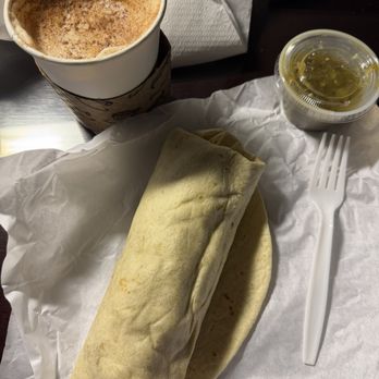 Moka Joes Coffee - Breakfast Burrito with Biscochito Latte - Coffee & Tea Near Me - Albuquerque, New Mexico