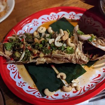 Mahaniyom - Fried branzino - Cocktail Bars Near Me - Brookline, Massachusetts