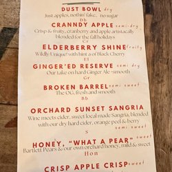 Bennett Orchard - Cider menu