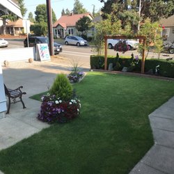 Lee's Barber - The lawn as seen from the side of shop.