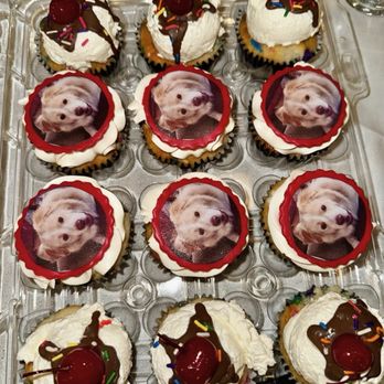Maggiano's Little Italy - Cupcakes-decorated by Noble Bakery to reflect the BB's like of hot fudge sundaes and his adorable puppy - Italian Near Me - Austin, Texas