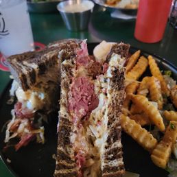 spectacular. Tender corned beef Fantastic kraut Just enough sauce to deliver the flavor Toasty perfection  This sandwich means business