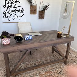 Slater’s Home - Desk and lightbulb lamp are gorgeous.
