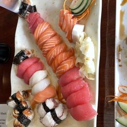 Makino Japanese Buffet - Eel, salmon, tuna, white tuna, squid, Salmon Sashimi, Tuna Sashimi
