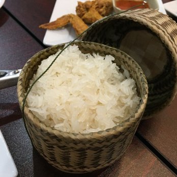 Thai Pattaya Restaurant - sticky rice in a really cute basket - Bubble Tea Near Me - Akron, Ohio