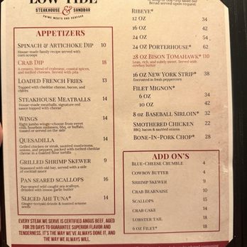 Low Tide Steak House - 8/2026 - Steakhouses Near Me - Surf City, North Carolina Low Tide Steak House - 8/2026 - Steakhouses Near Me - Surf City, North Carolina