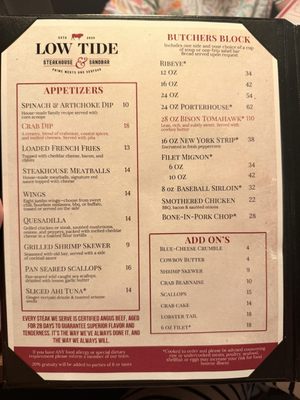 Menu photo 4 Low Tide Steak House Surf City, NC Menu photo 4 Low Tide Steak House Surf City, NC