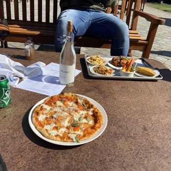 Folktale Winery - Margarita pizza and fridays fried chicken dinner! Chicken was really good, everything else was soso - Wineries Near Me - Carmel, California