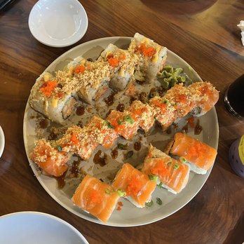 MUSE Fusion+Sushi - top to bottom: rock n roll, happy, dragon - Sushi Bars Near Me - Austin, Texas MUSE Fusion+Sushi - top to bottom: rock n roll, happy, dragon - Sushi Bars Near Me - Austin, Texas