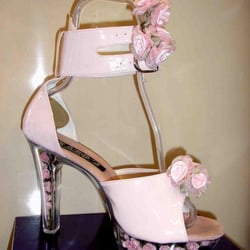 Skyscraper Heels - Custom made pretty pink platform adorned with tiny pink roses.